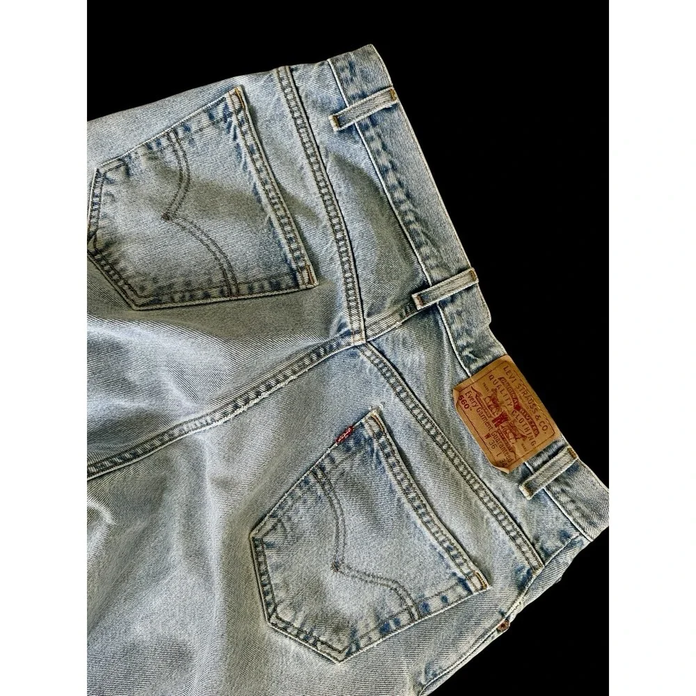 Vintage 90S Levi's 550 Blue Denim Jeans Actual‎ Size 33.5x25 Raw Hem Distressed